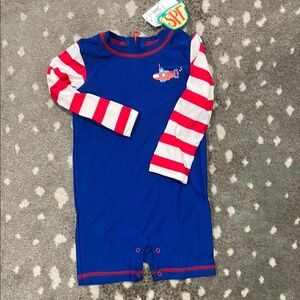 Hatley Kids Blue and Red Striped Swimwear